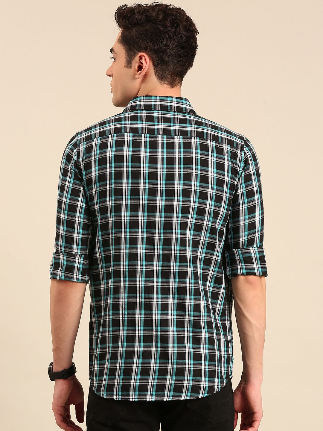 Being Human Pure Cotton Slim Fit Checked Casual Shirt