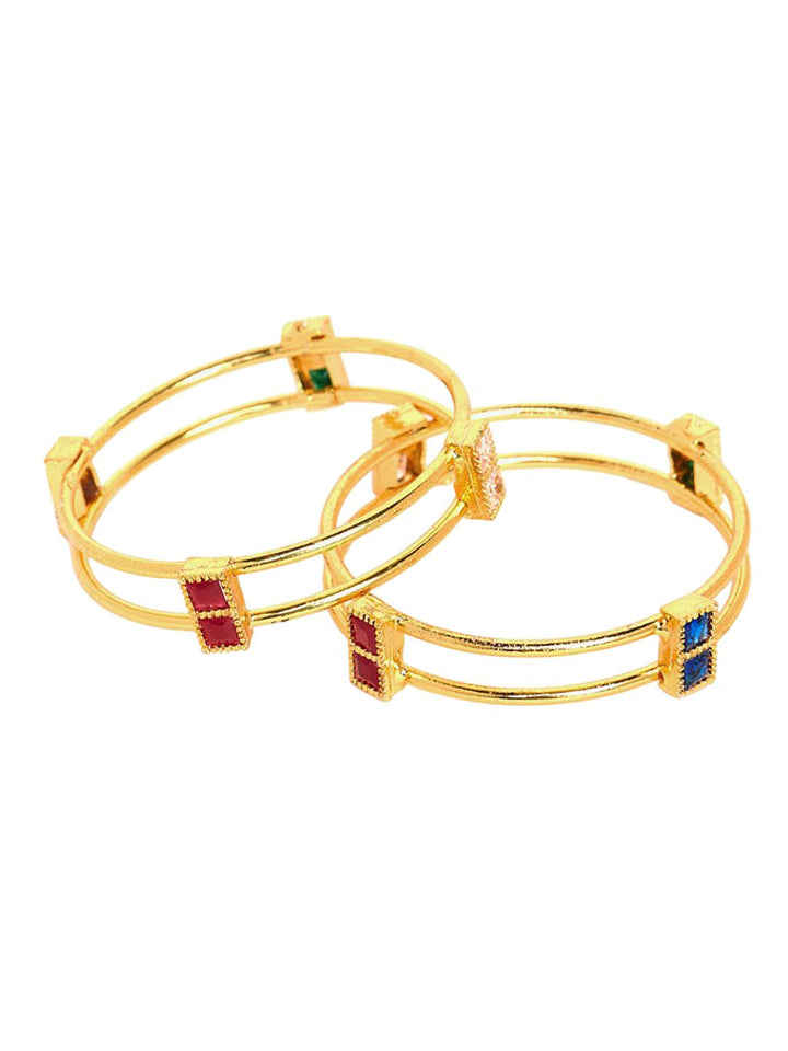 Anouk Set Of 2 Gold Plated Artificial Stones Studded Bangles