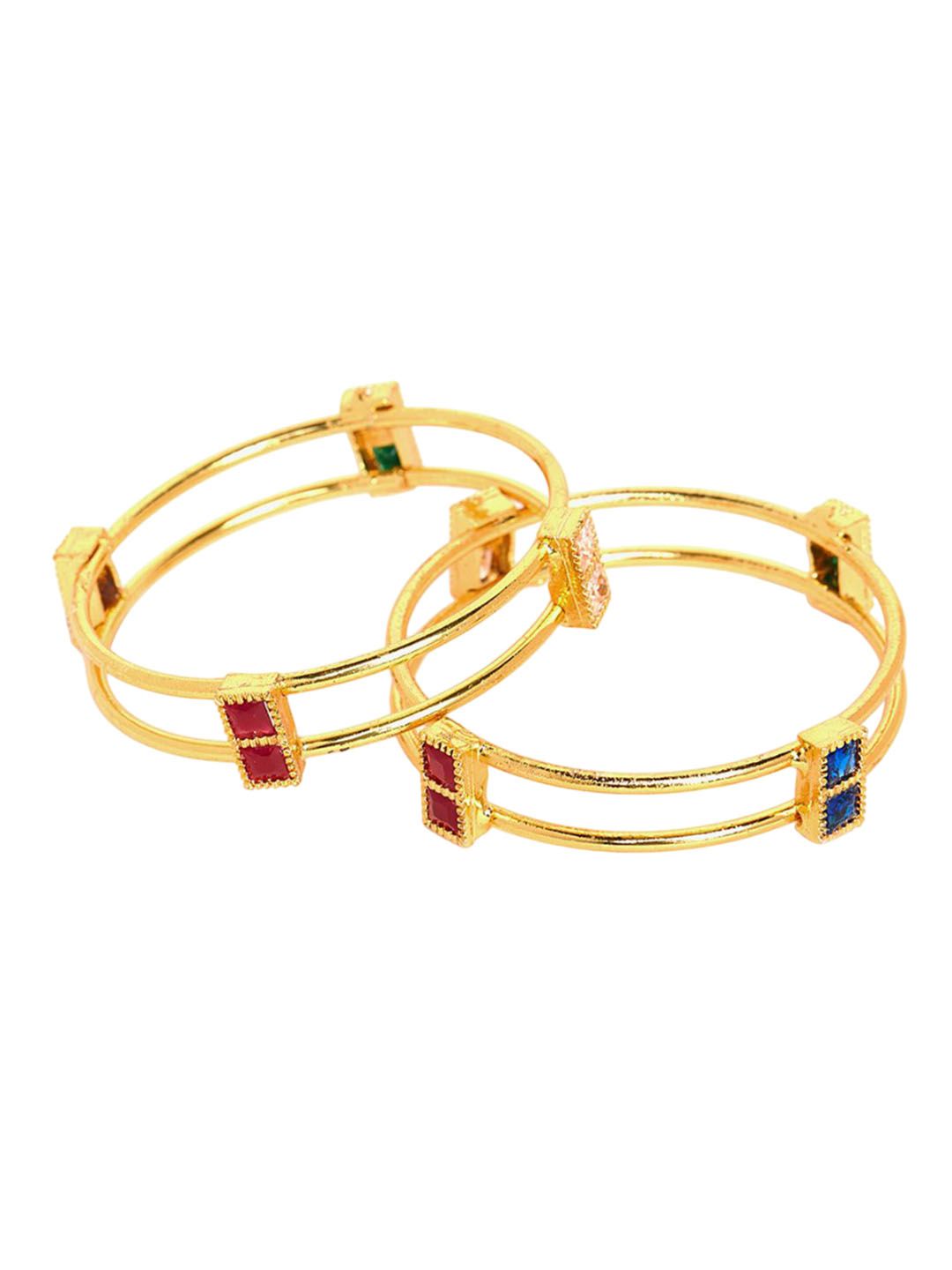 Anouk Set Of 2 Gold Plated Artificial Stones Studded Bangles