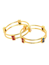 Anouk Set Of 2 Gold Plated Artificial Stones Studded Bangles