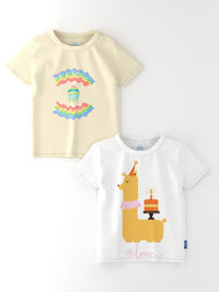 Nauti Nati Girls Pack Of 2 Graphic Printed Cotton T-shirt