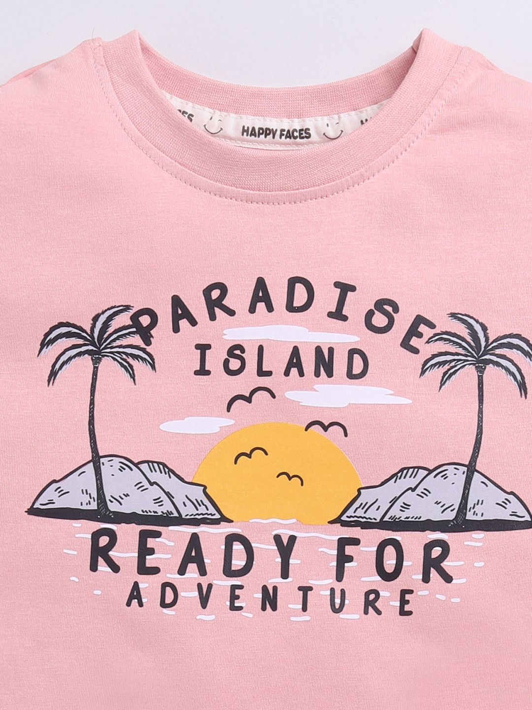 Happy Faces Boys Pure Cotton Typography & Graphic Printed T-shirt