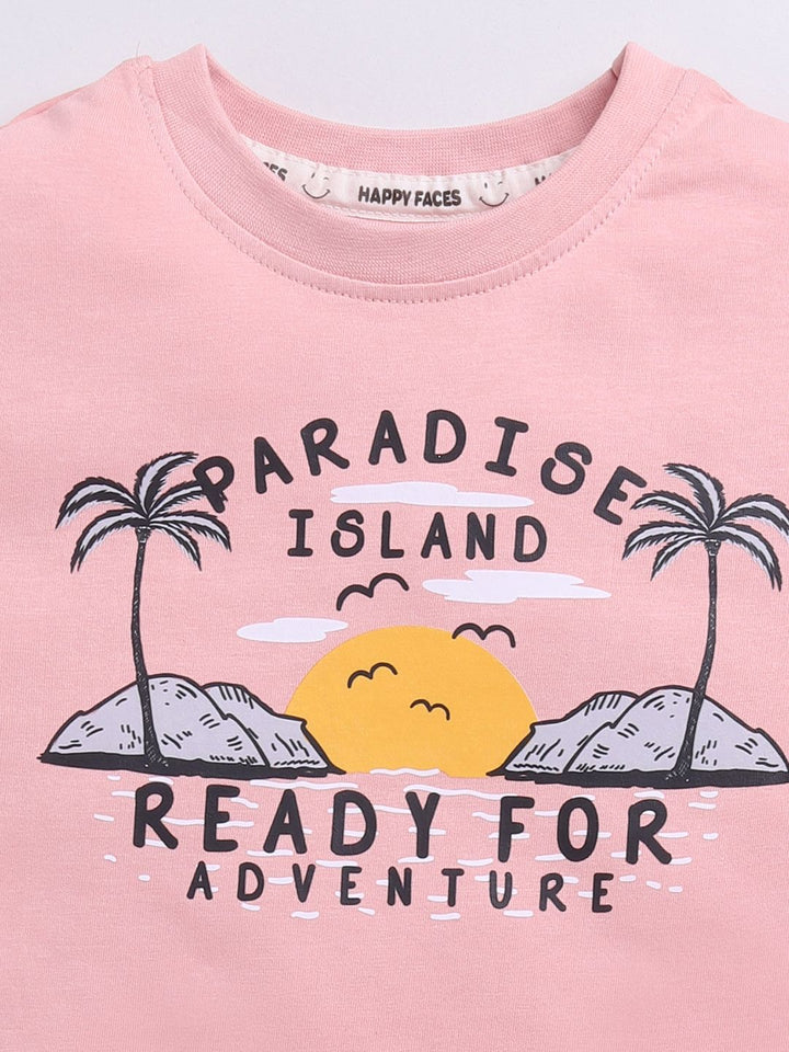 Happy Faces Boys Pure Cotton Typography & Graphic Printed T-shirt
