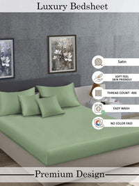 Myntra Elegant Homes Olive Green 400 TC Bedsheet with 2 Pillow Covers