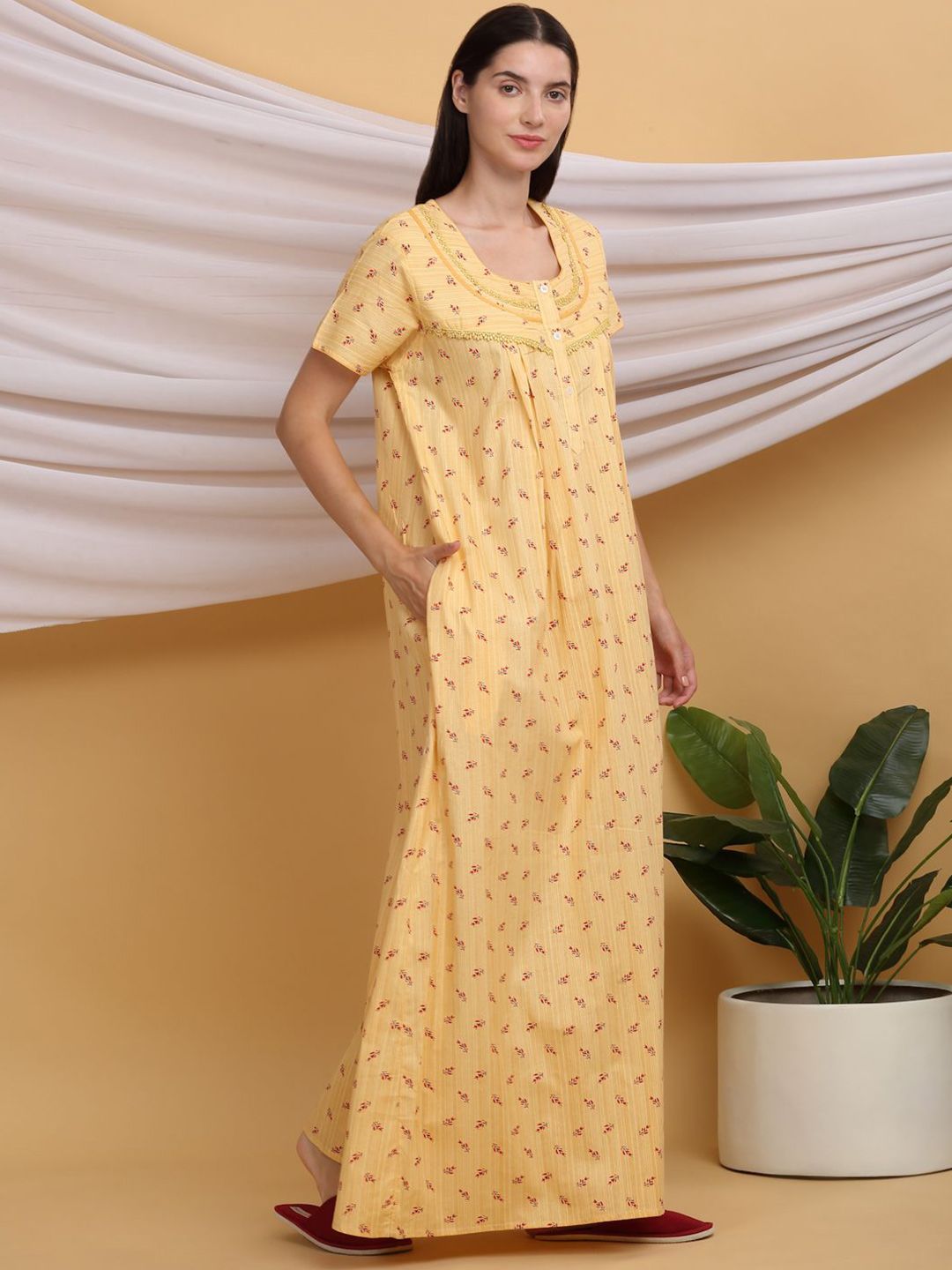 Sweet Dreams Printed Pure Cotton Maxi Nightdress
