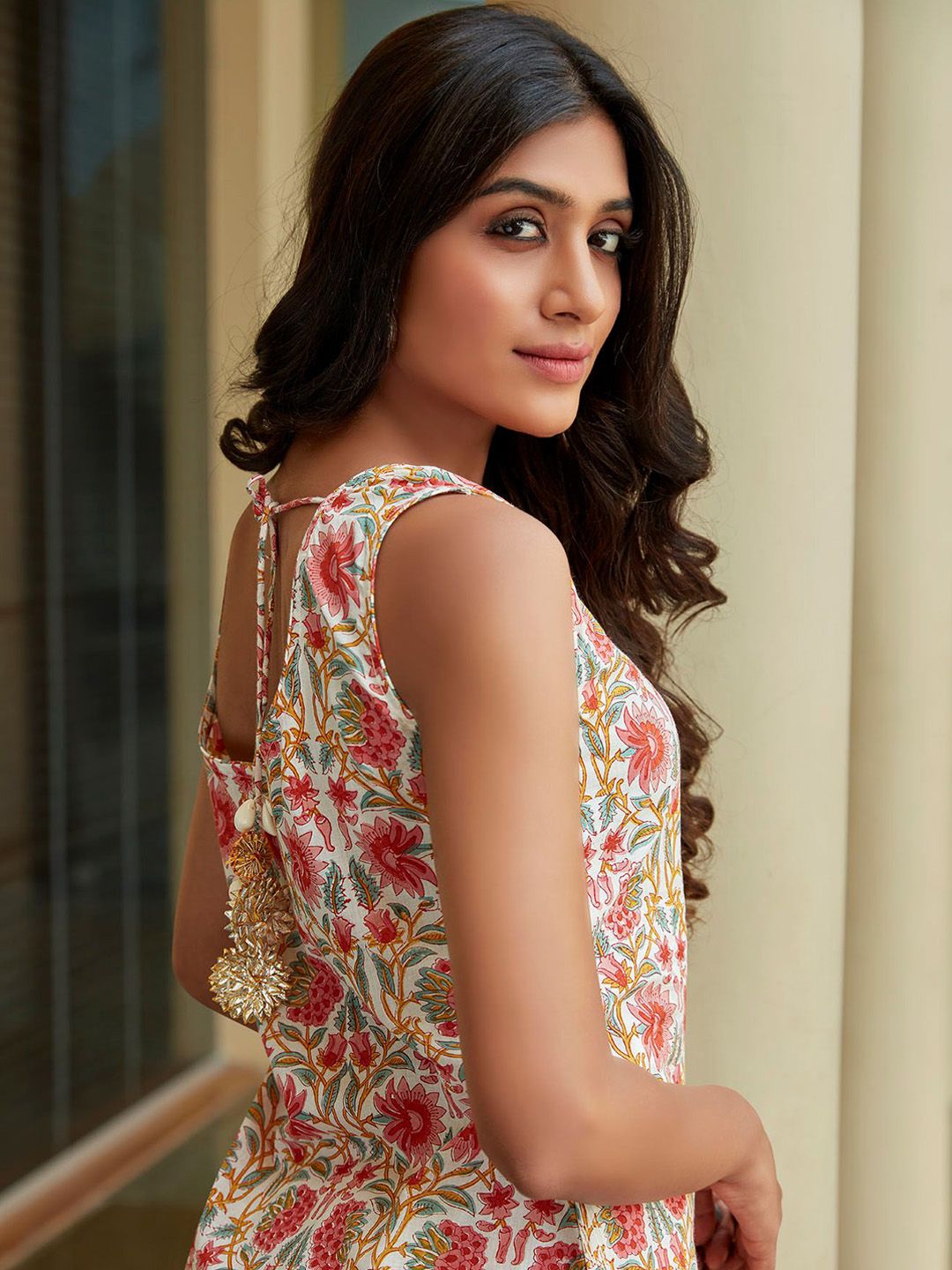 KALINI Floral Printed Gotta Patti Pure Cotton Kurta with Sharara