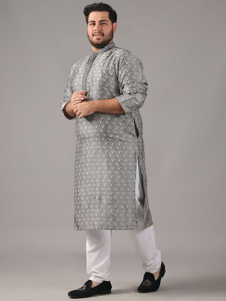 SOJANYA PLUS Plus Size Men Ethnic Motifs Woven Design Straight Kurta With Pyjamas