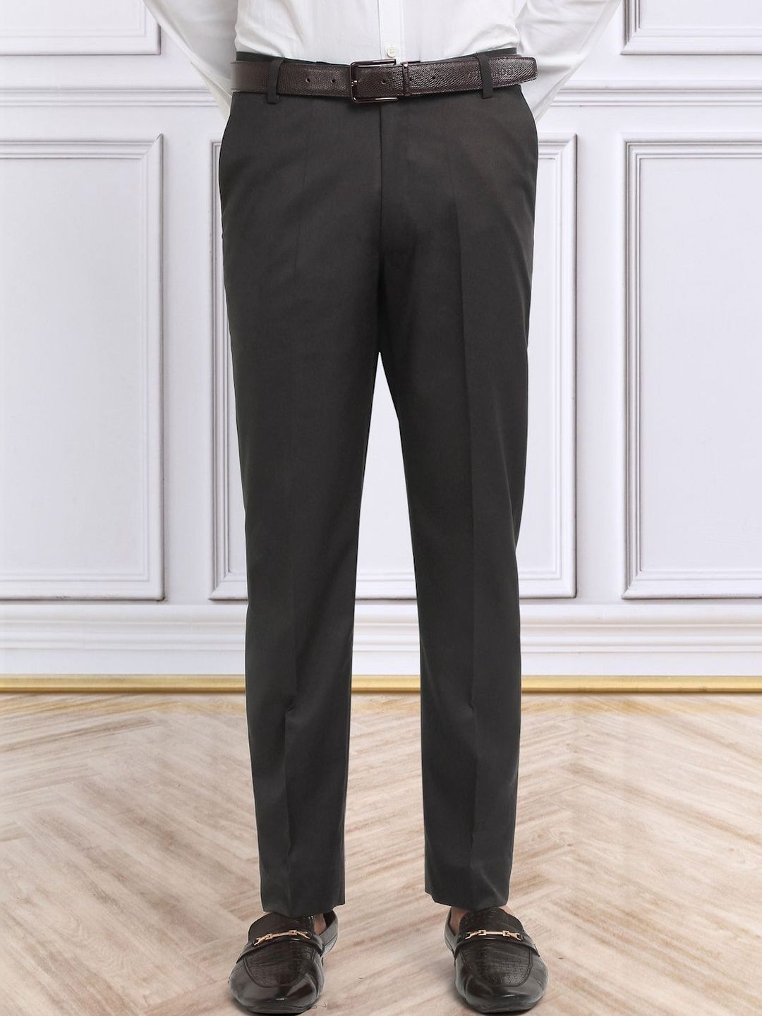 Men's Dark Brown Cotton Rich Solid Slim Fit Formal Gurkha Pants
