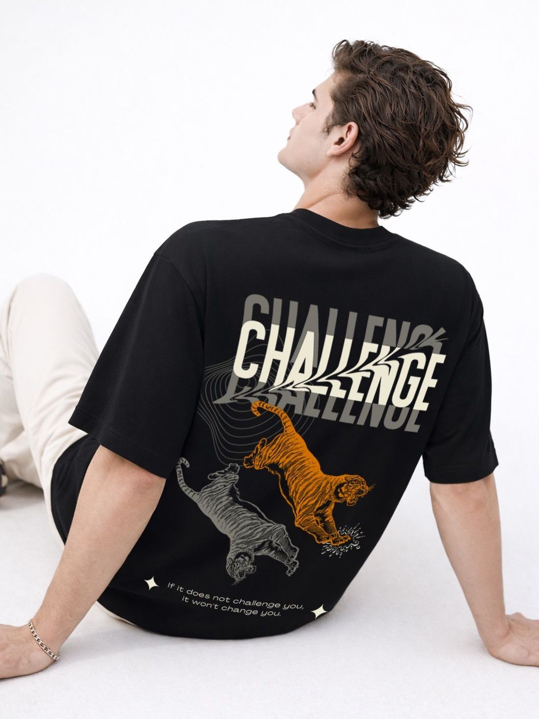 ADRO Men Printed Drop-Shoulder Sleeves T-shirt