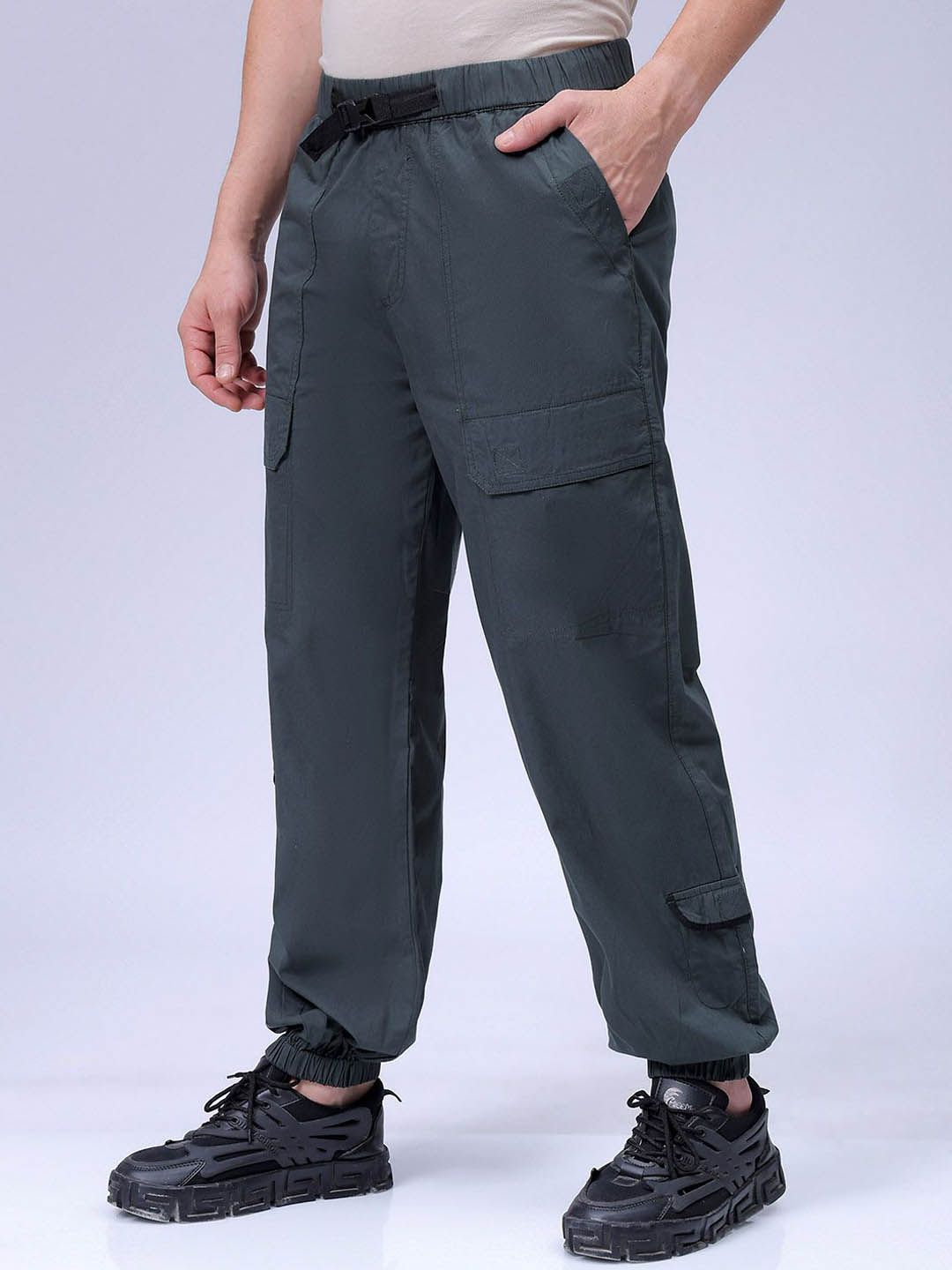 The Indian Garage Co Men Loose Fit Pure Cotton Mid-Rise Jogger