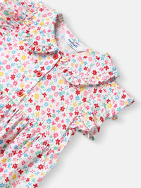 Nauti Nati Girls Floral Printed Peter Pan Collar Bell Sleeve Ruffles Peplum Top