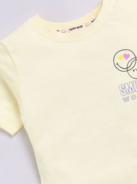 Happy Faces Girls Conversational Printed Pure Cotton Longline T-shirt