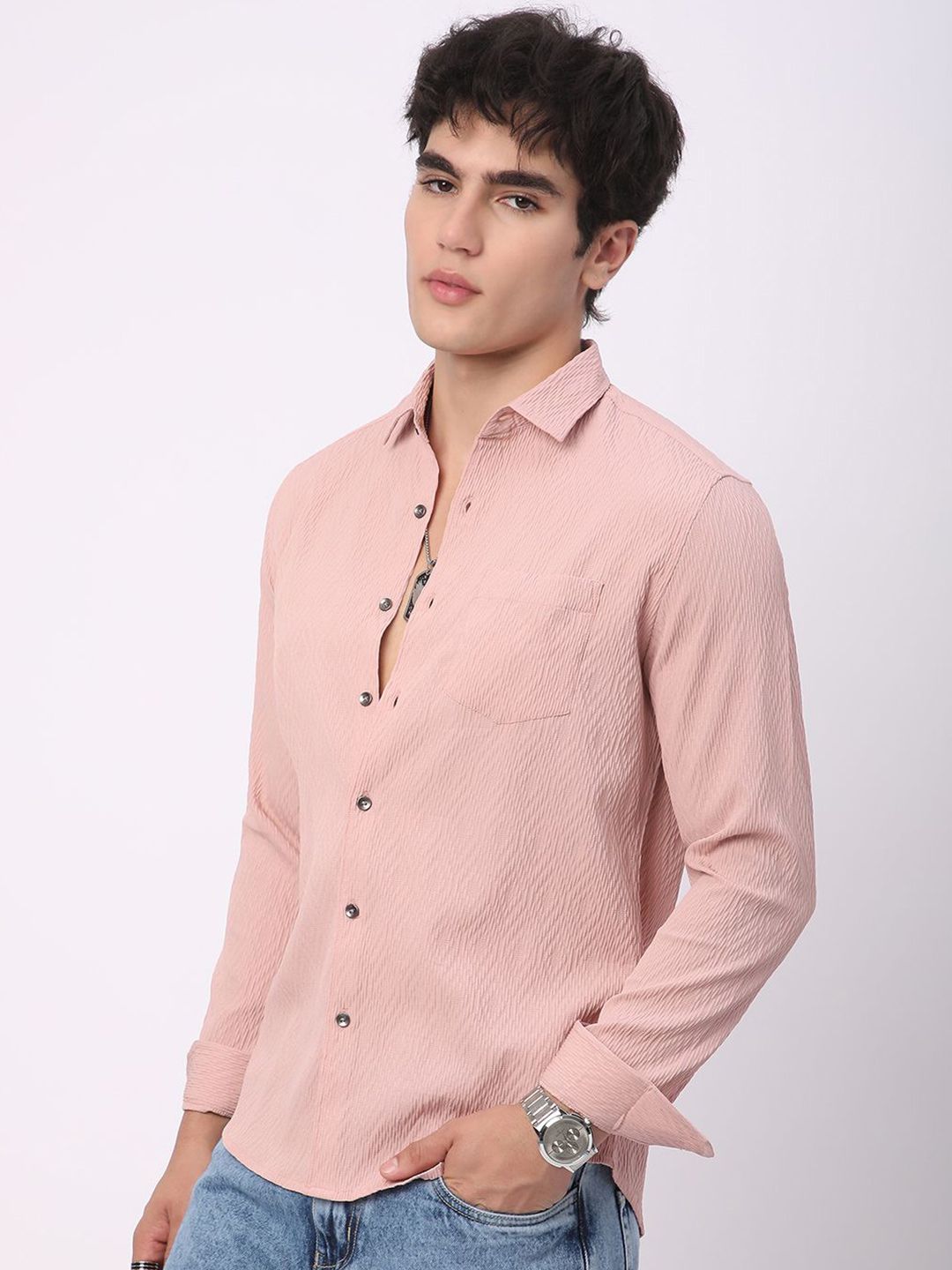 VASTRADO Men Classic Slim Fit Opaque Casual Shirt