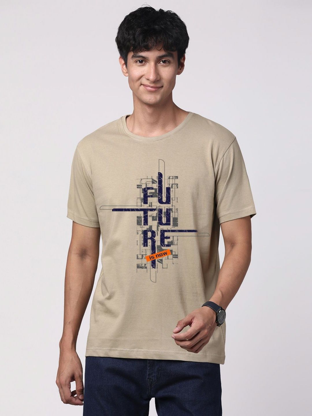 ADRO Men Graphic Printed Round Neck Cotton T-shirt