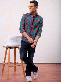 The Indian Garage Co Men Slim Fit Tartan Checks Opaque Checked Casual Shirt