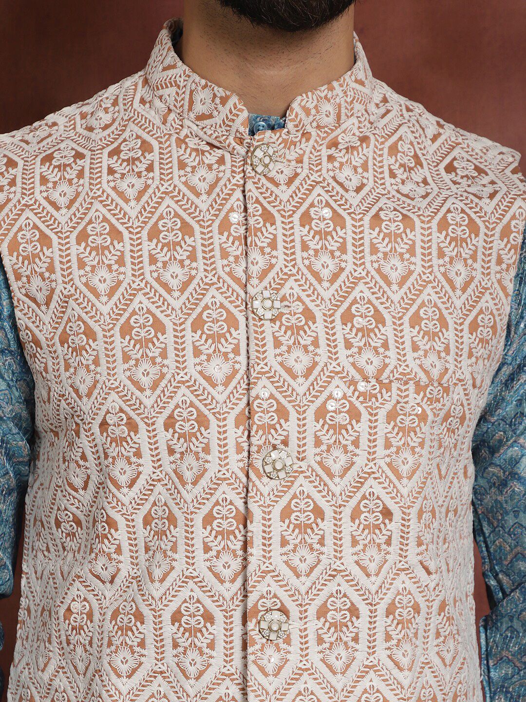 Anouk Geometric Printed Regular Thread Work Straight Kurta with Churidar