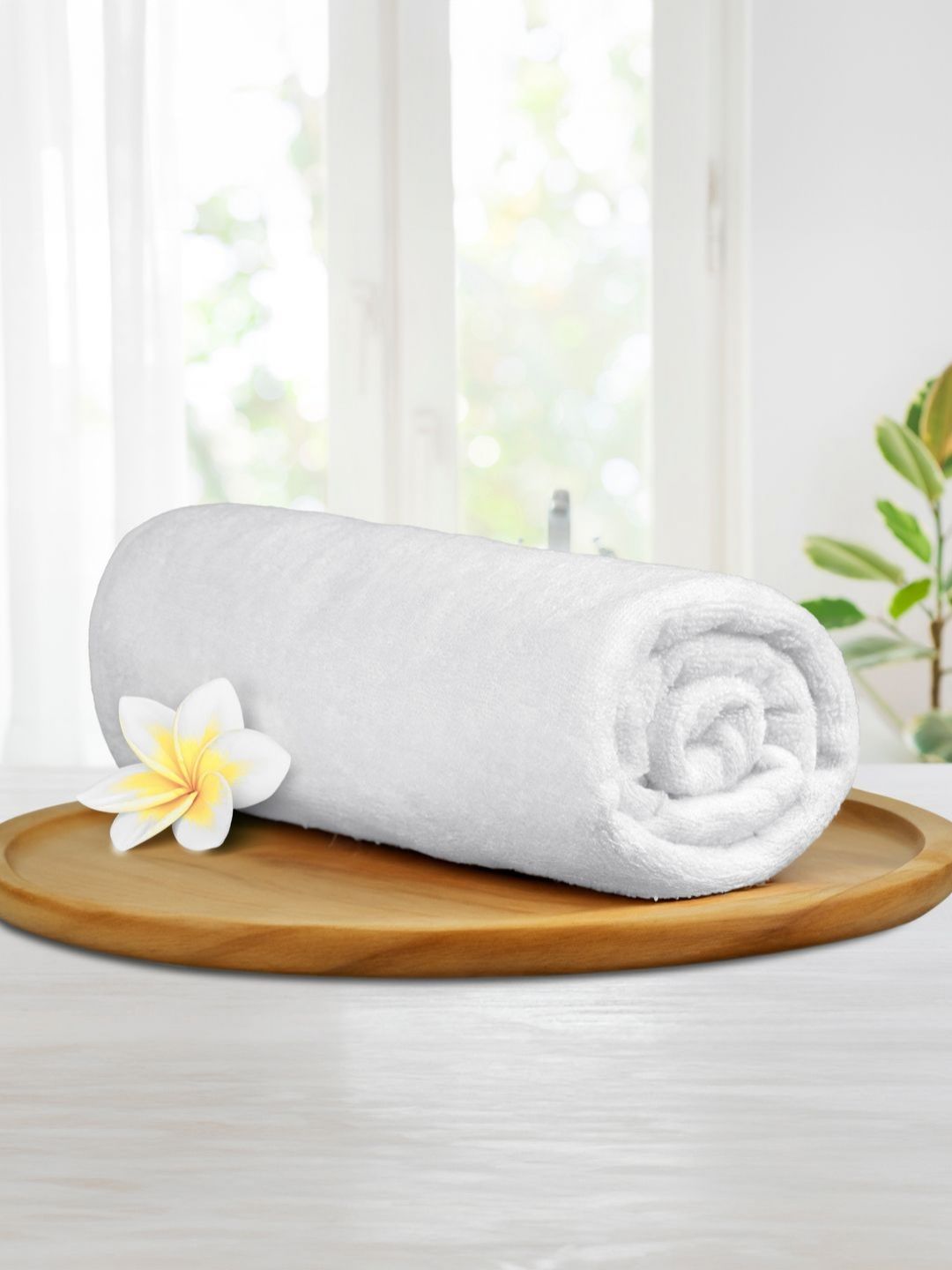 MYTRIDENT White 1 Cotton 550 GSM Bath Towel