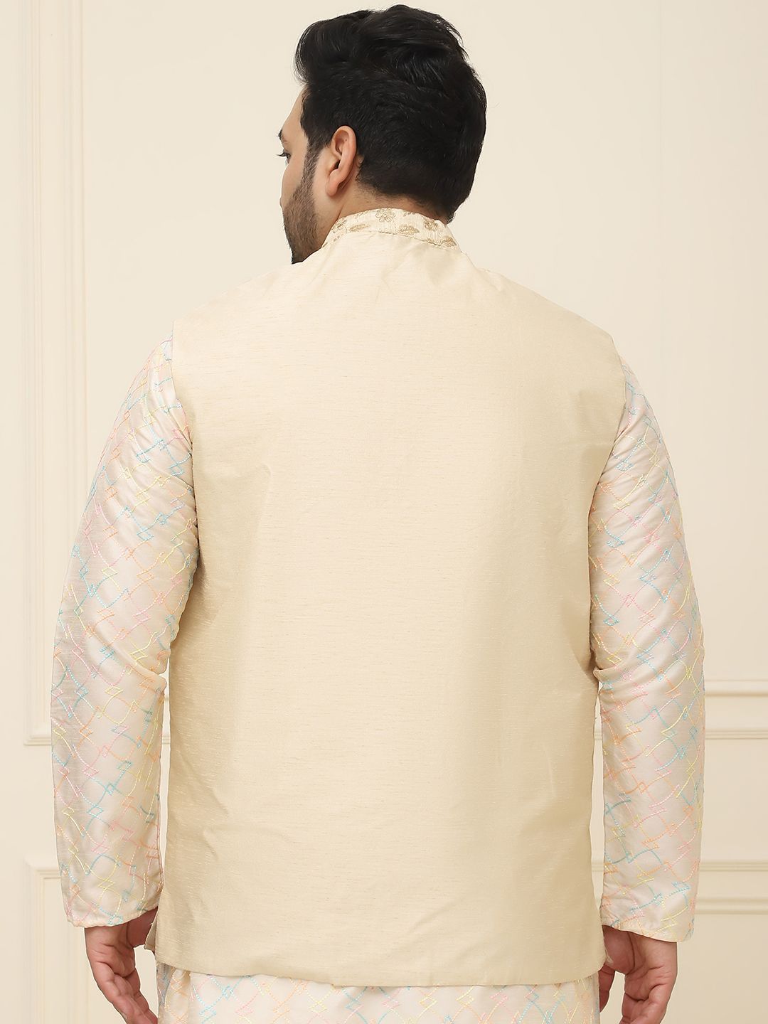 SOJANYA PLUS Men Plus Size Printed Mandarin Collar Nehru Jacket