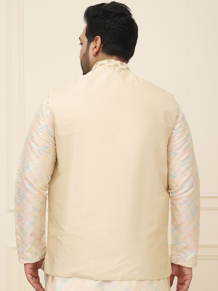 SOJANYA PLUS Lelaki Plus Size Printed Mandarin Collar Nehru Jaket