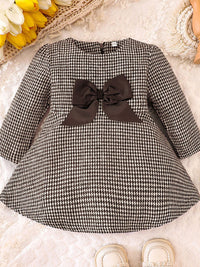 YK Girls Self Design Bow Detail Fit & Flare Dress