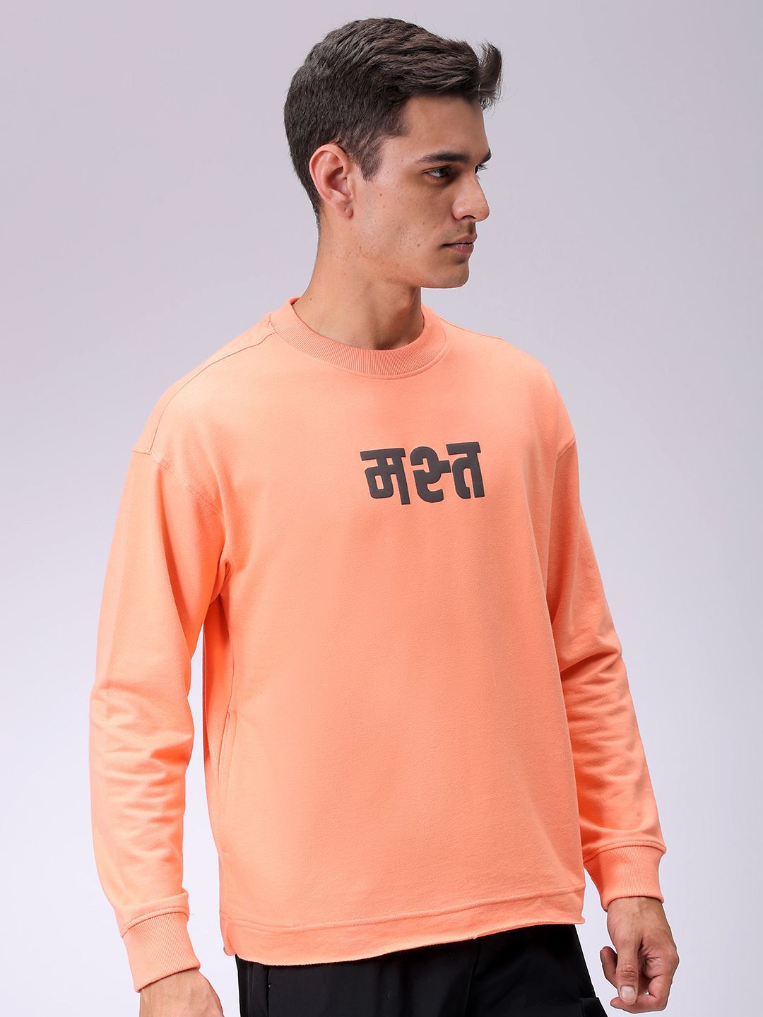 The Indian Garage Co Men Printed Round Neck Log Sleeves Sweatshirt