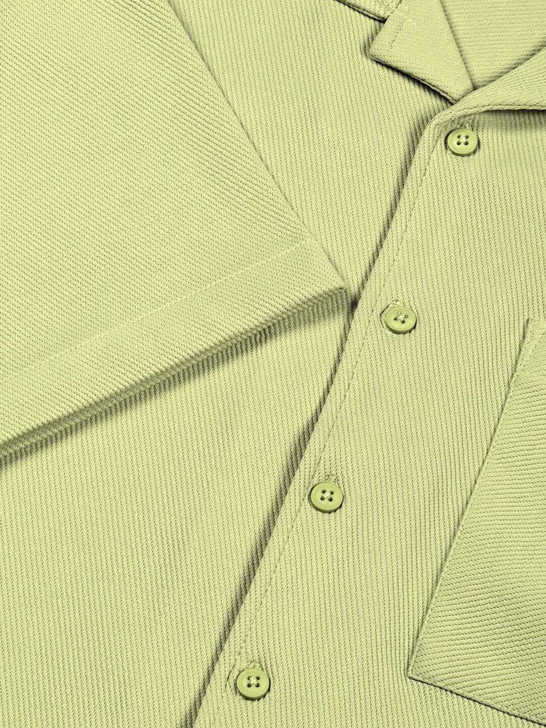Thomas Scott Men Premium Cuban Collar Textured Cotton Casual Shirt