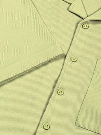 Thomas Scott Men Premium Cuban Collar Textured Cotton Casual Shirt