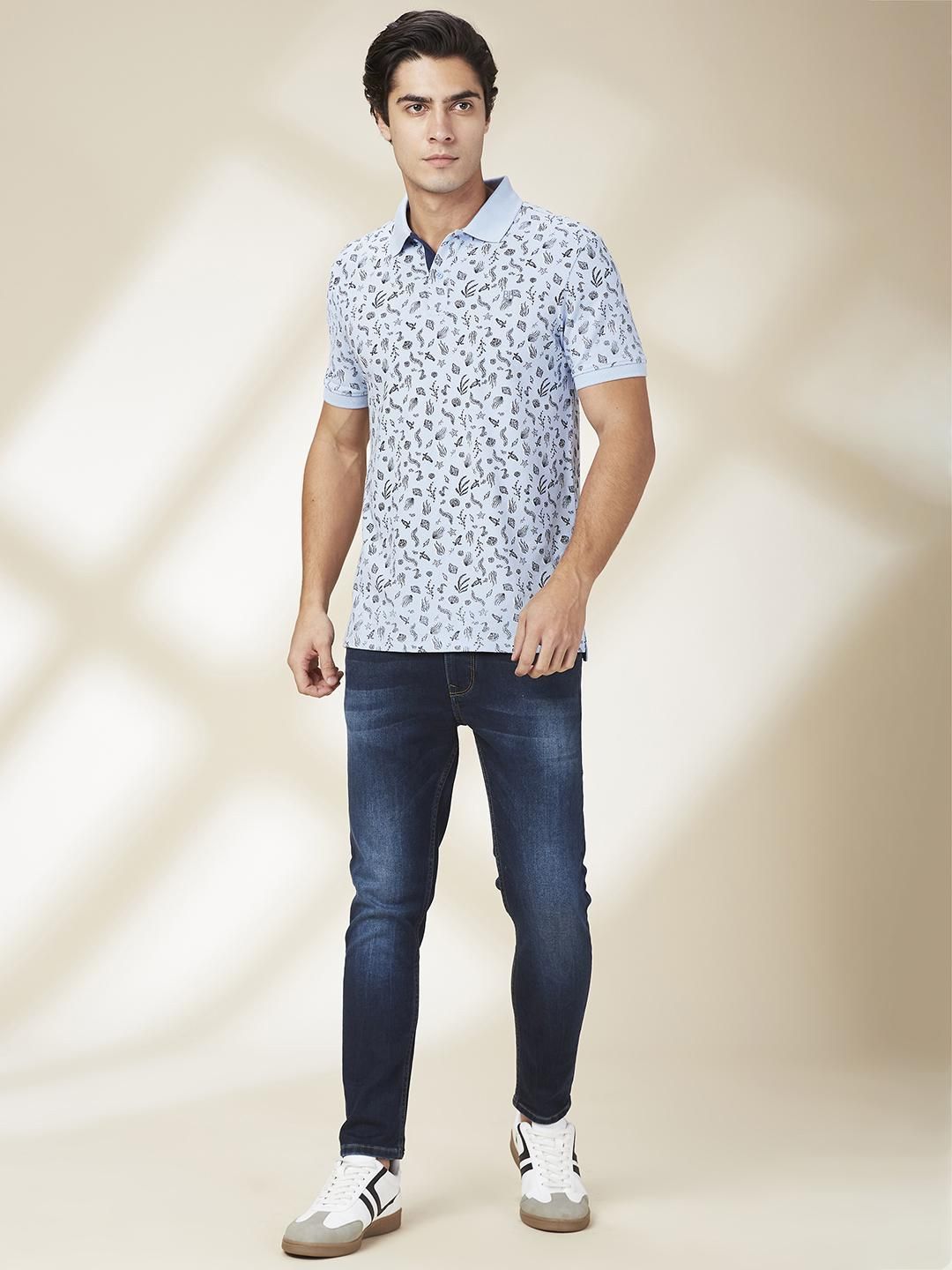 Being Human Men Conversational Printed Polo Collar Cotton Slim Fit T-shirt