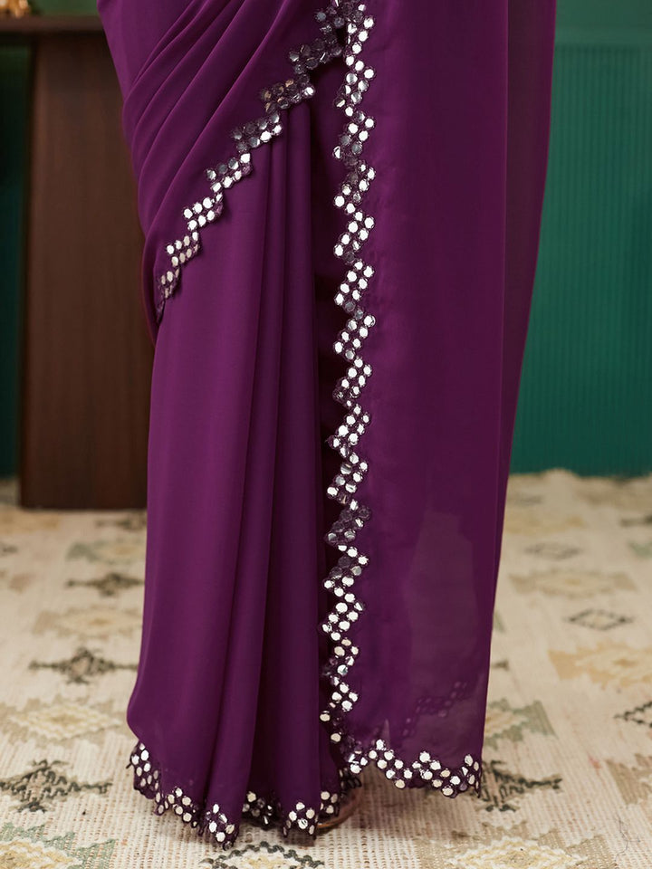 KALINI Mirror Work Pure Georgette Saree