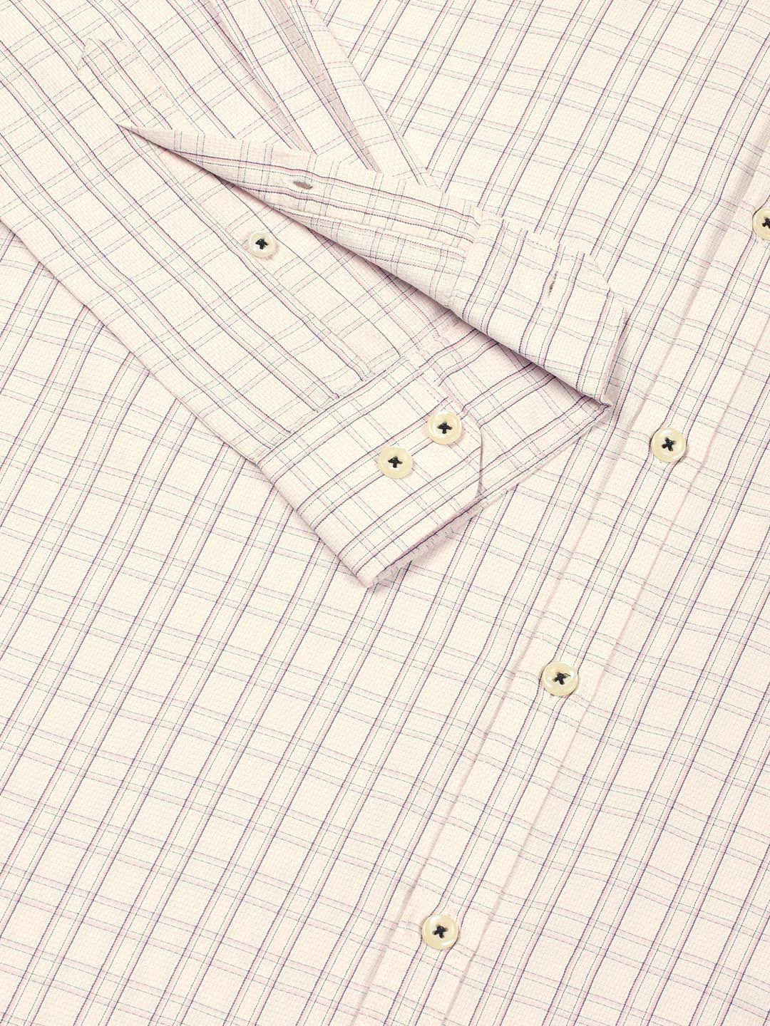 Thomas Scott Men Smart Spread Collar Checked Cotton Formal Shirt