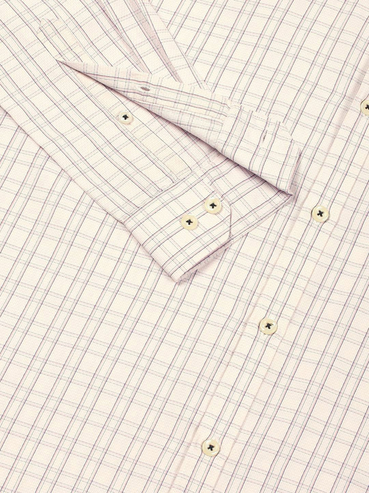 Thomas Scott Men Smart Spread Collar Checked Cotton Formal Shirt