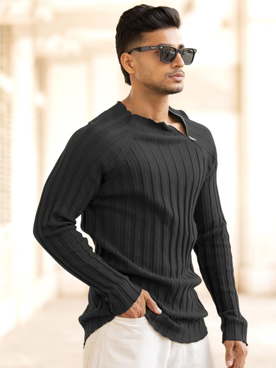 Powerlook Men Striped Round Neck Cotton T-shirt