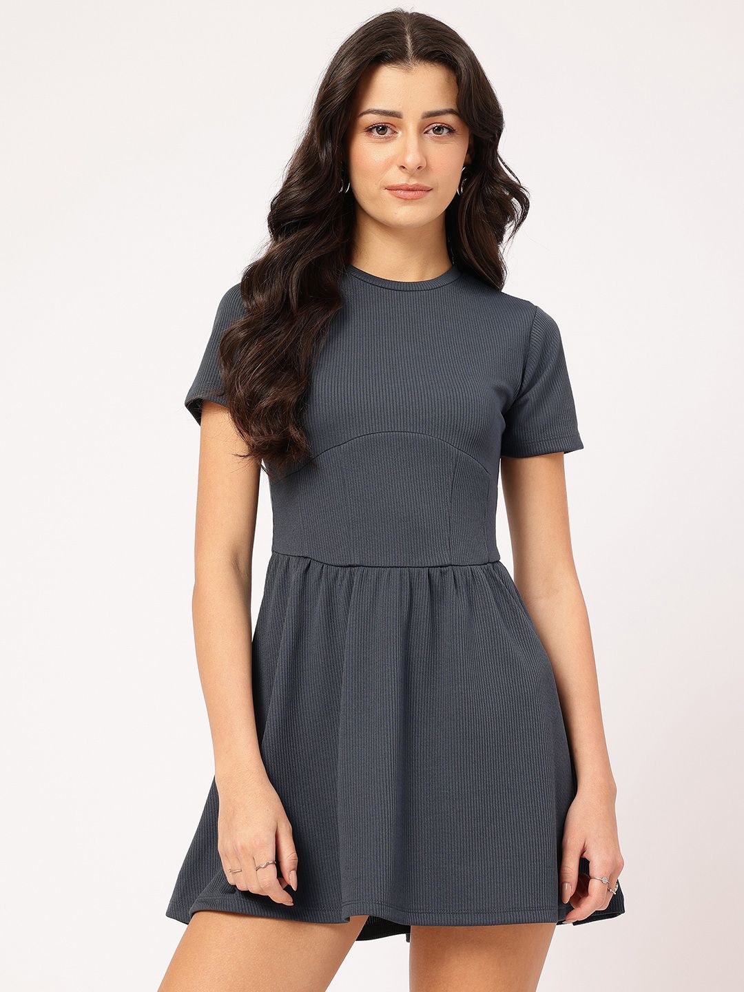 DressBerry Mini Vibes Ribbed A-Line Dress