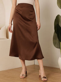 Jalan 9 A-line Midi Satin Skirt