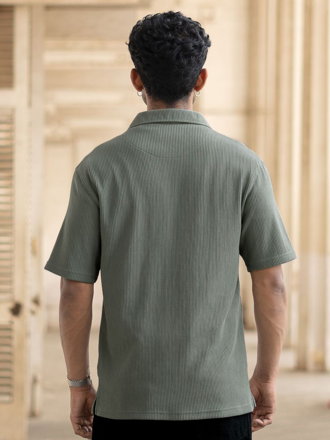 Powerlook Men Polo Collar Drop-Shoulder Sleeves T-shirt