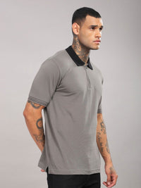 ADRO Men Solid Polo Collar Cotton T-shirt