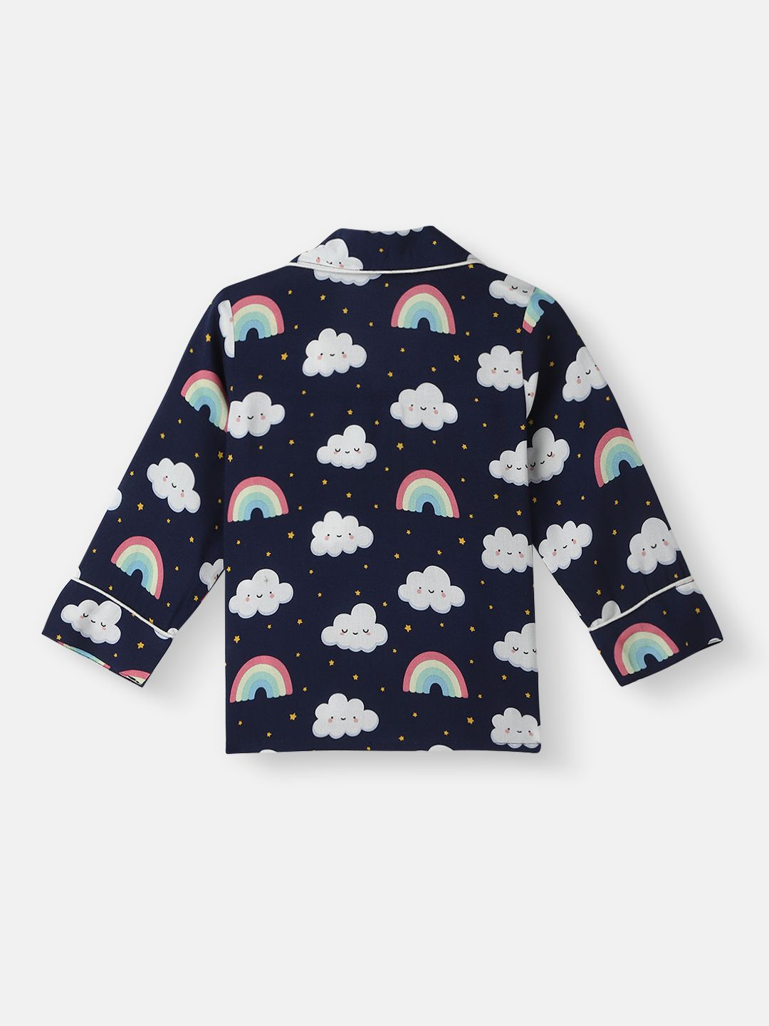 Nauti Nati Boys Clouds and Rainbow Print Chest Pocket Shirt and Pyjama Set