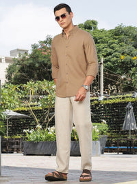 Thomas Scott Men Premium Slim Fit Solid Button-Down Collar Casual Shirt
