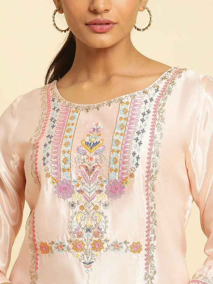 W Floral Embroidered Thread Work A-Line Kurta