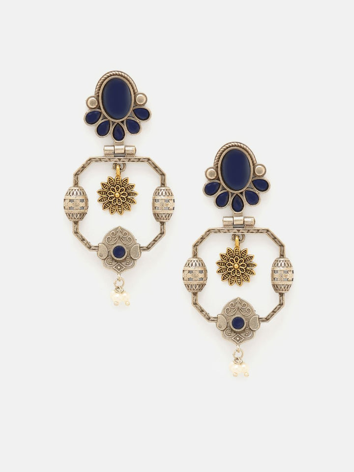 Priyaasi Silver-Pakal Batu Kontemporari Berkala & Manik-manik Anting-anting Kemp