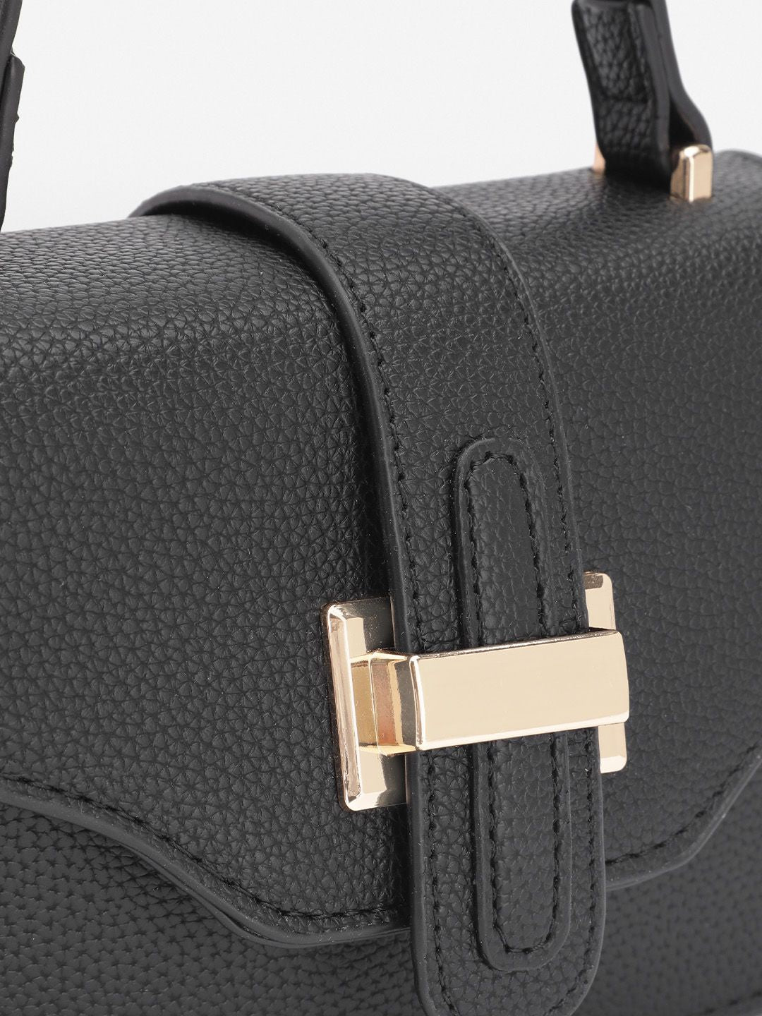 DressBerry Textured Structured Satchel Bag