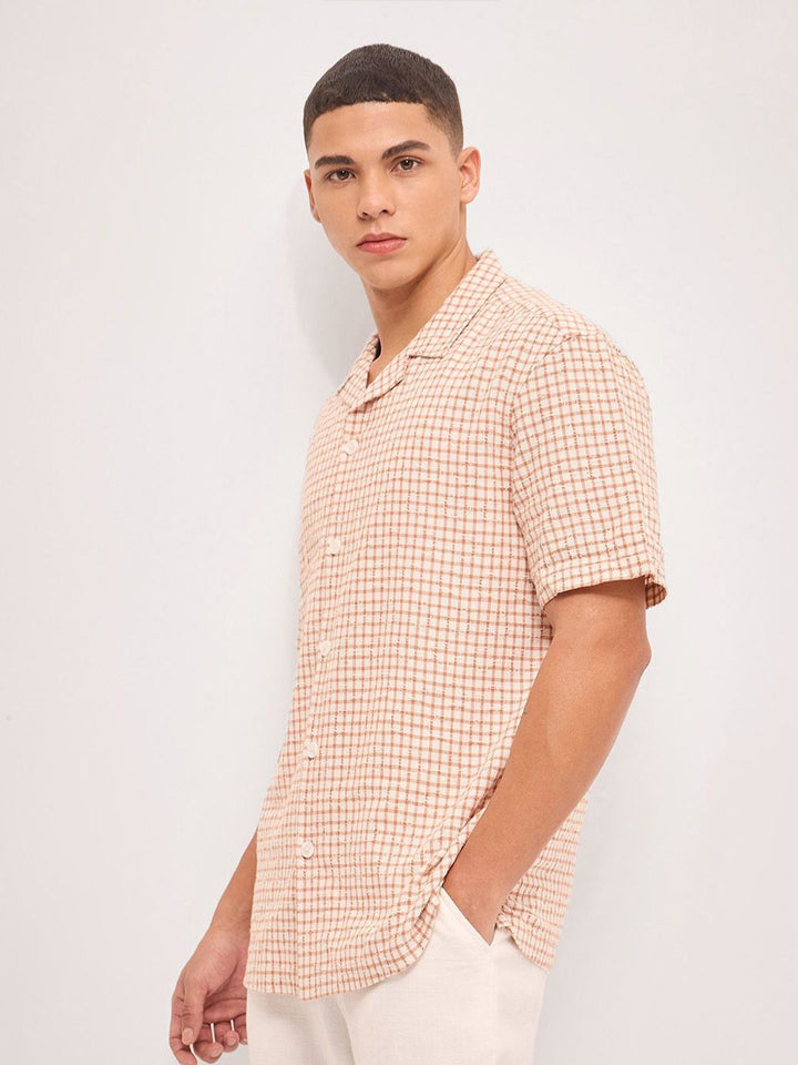 THE BEAR HOUSE Men Micro Checks Pure Cotton Casual Shirt