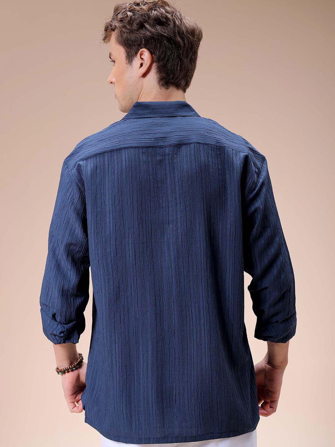 The Indian Garage Co Men Relaxed Fit Dobby Textured Resortwear Shirt