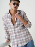 VASTRADO Men Classic Spread Collar Checked Cotton Slim Fit Casual Shirt