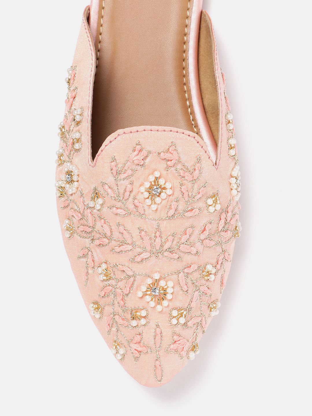 House of Pataudi Floral Embroidered Mules