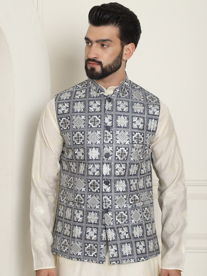 SOJANYA LUXE Jaket Nehru Kolar Mandarin Sulam Lelaki