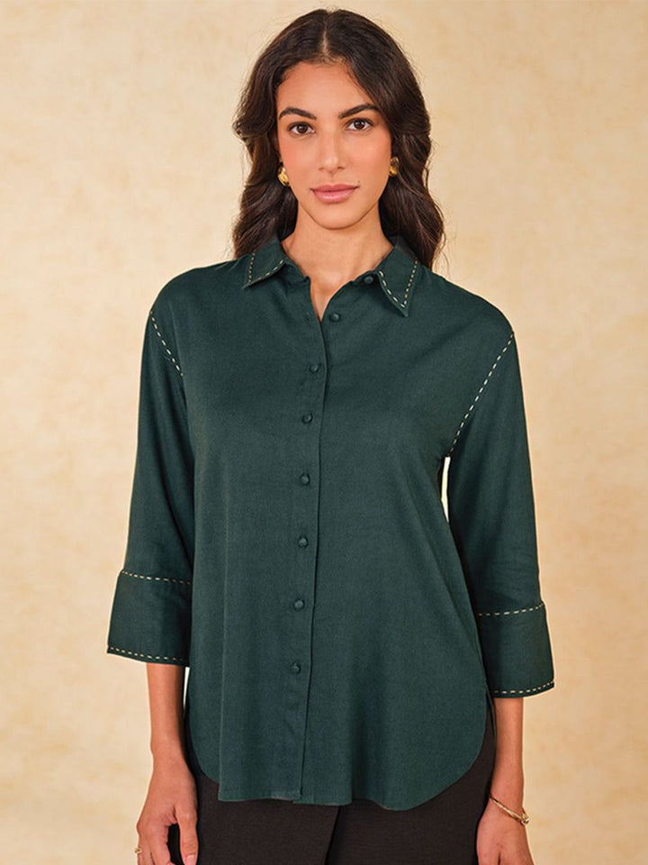 AND Women Shirt Collar Shirt Style Top