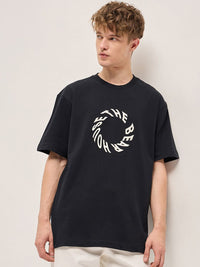 THE BEAR HOUSE Men Typography Printed Round Neck Cotton Oversized T-shirt