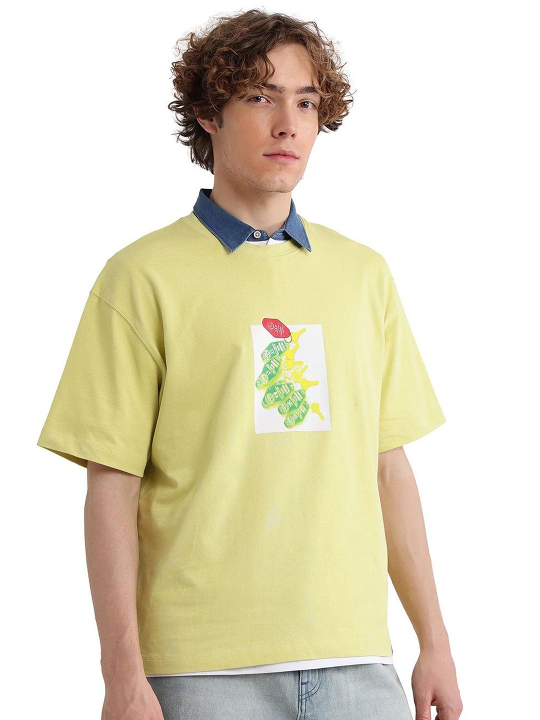 RARE RABBIT Men Graphic Printed Round Neck Cotton T-shirt