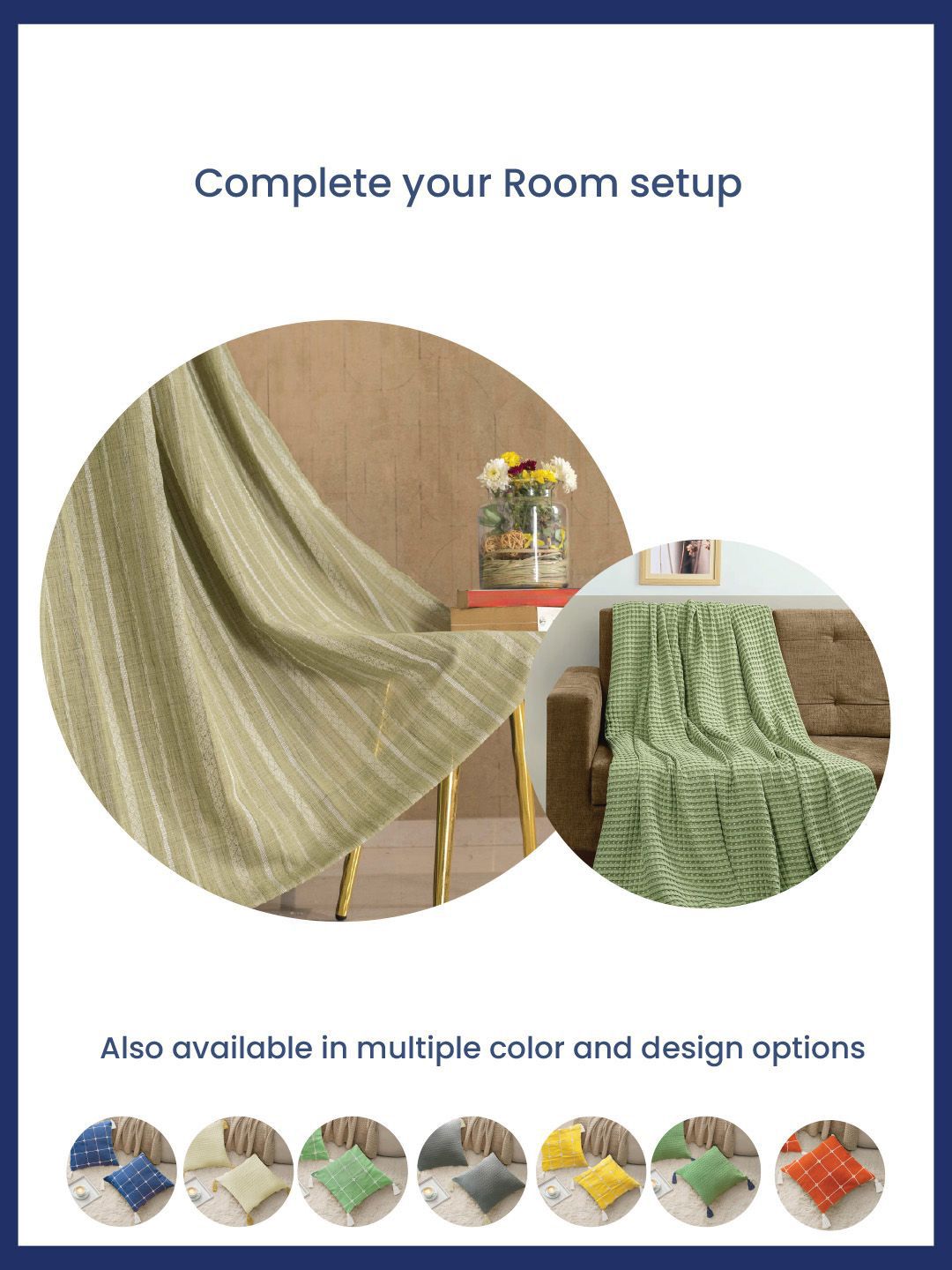 URBAN SPACE Green & Blue 2 Pieces Checked Square Cushion Covers
